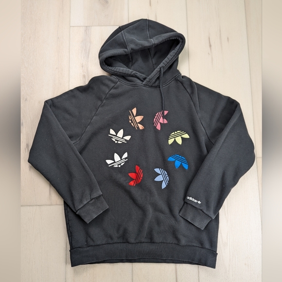 Adidas Men's L Adicolor Shattered Trefoil Pullover Hoodie Sweatshirt Black - Picture 1 of 8